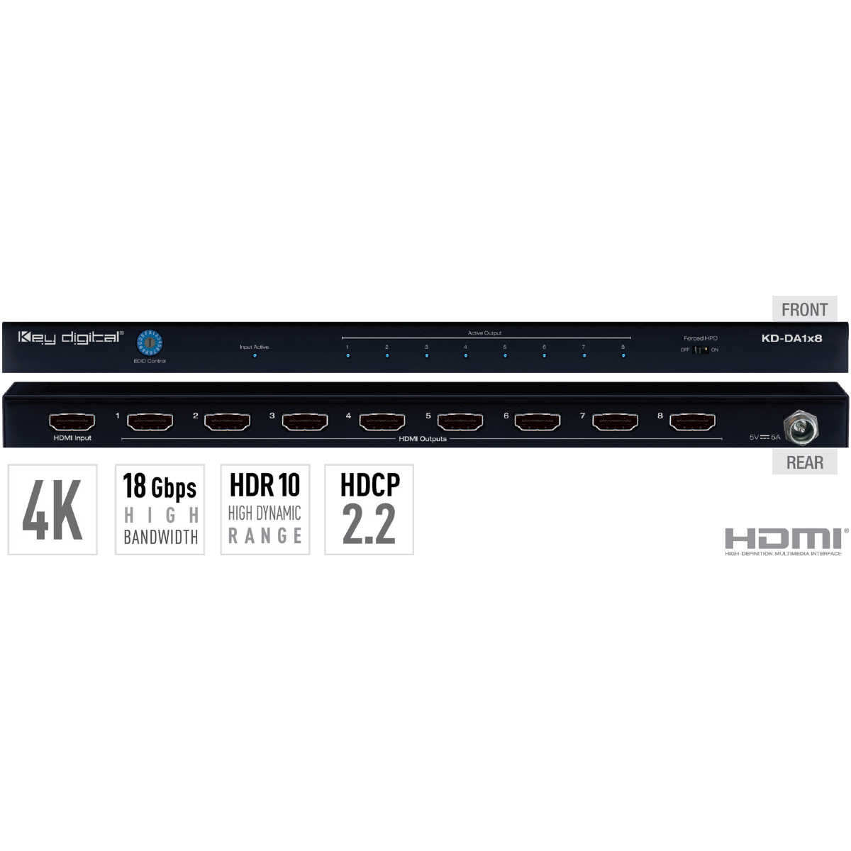 1x8 4K-18G HDMI Distribution Amplifier