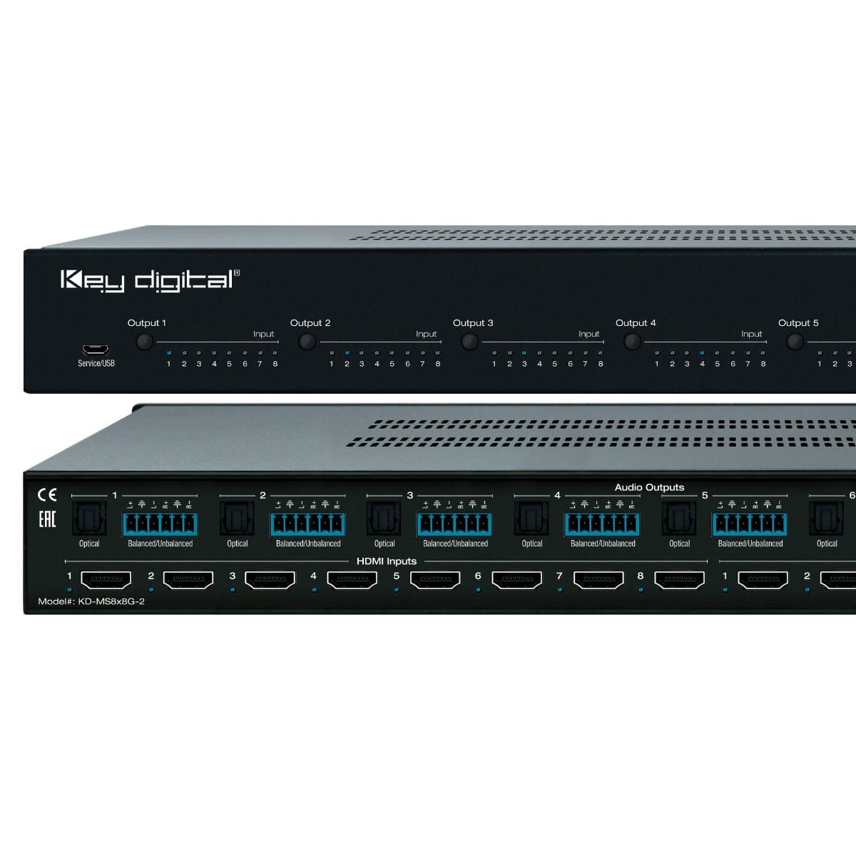 8x8 4K-18G HDMI Matrix Switcher, w- Indep-Toslink Audio