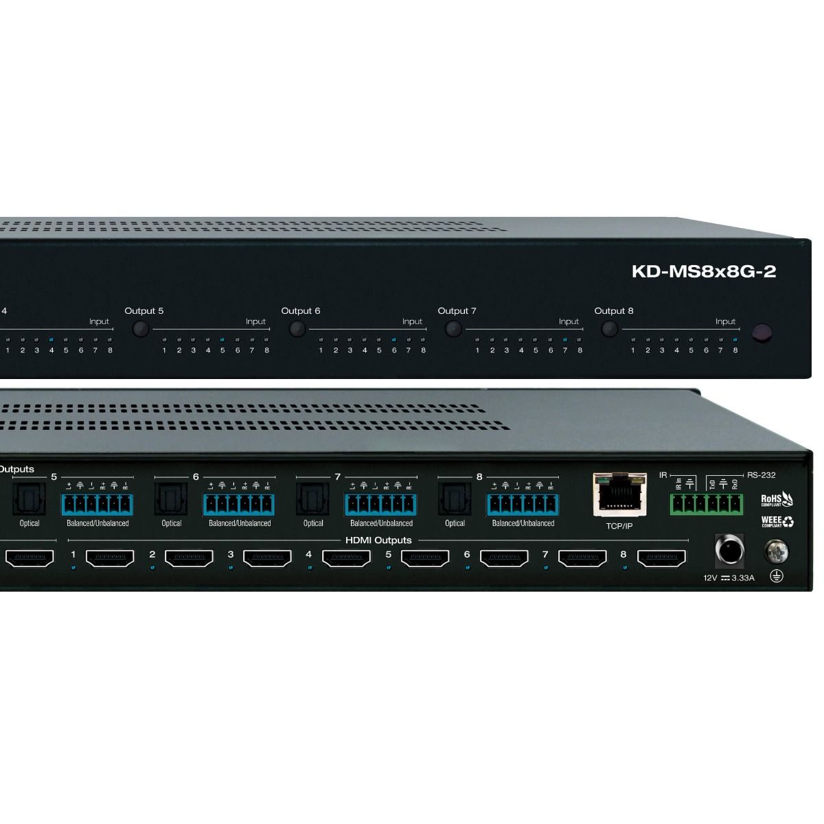8x8 4K-18G HDMI Matrix Switcher, w- Indep-Toslink Audio