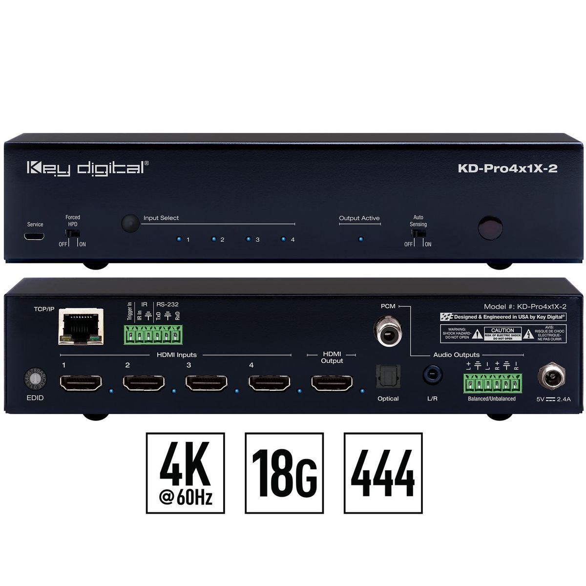 4x1 18G HDMI Switch, - with Web UI - v2