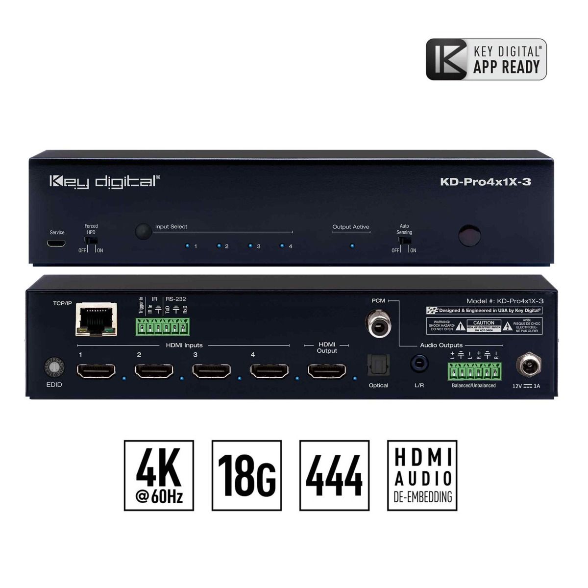 4x1 18G HDMI Switch, - with Web UI & auto-switching- v3