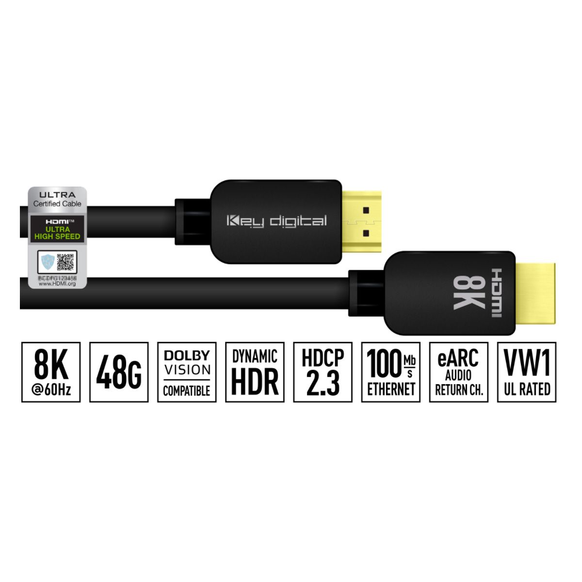 8K-48G HDMI Cable, 10 FT - HDCP2.3, eARC