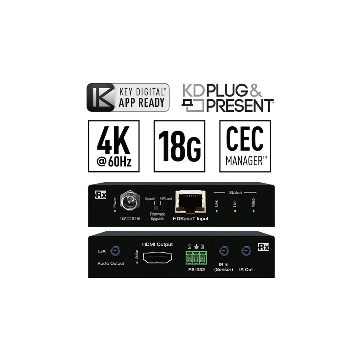 4K Multi-Format Switch with HDBaseT Mirrored Out + Receiver