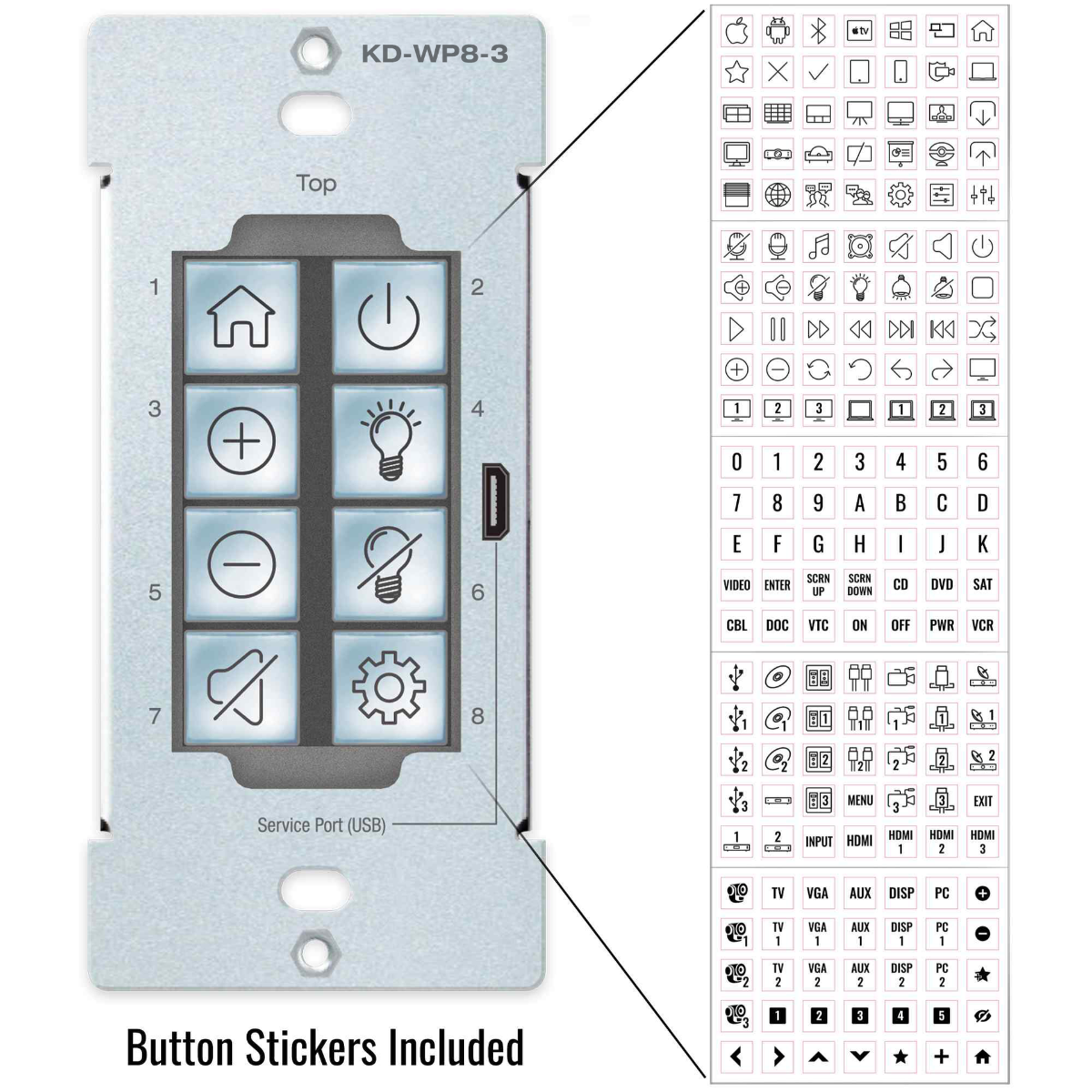 8 Button IP-IR-RS232 w-PoE Programmable Control Keypad (v3)