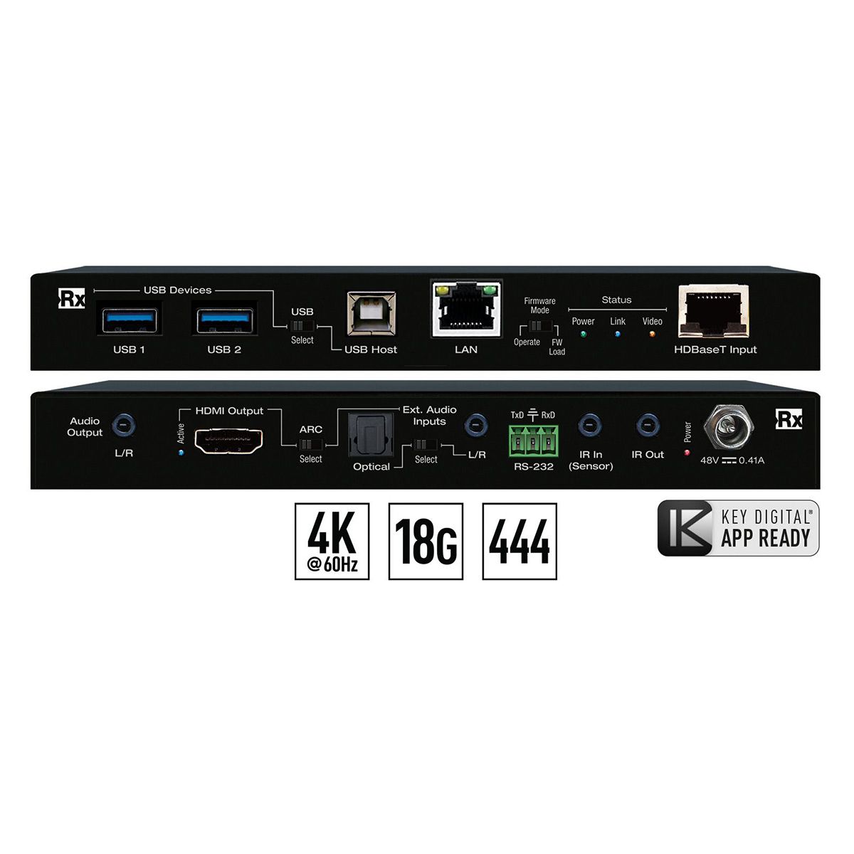 HDBaseT 100m Receiver with USB