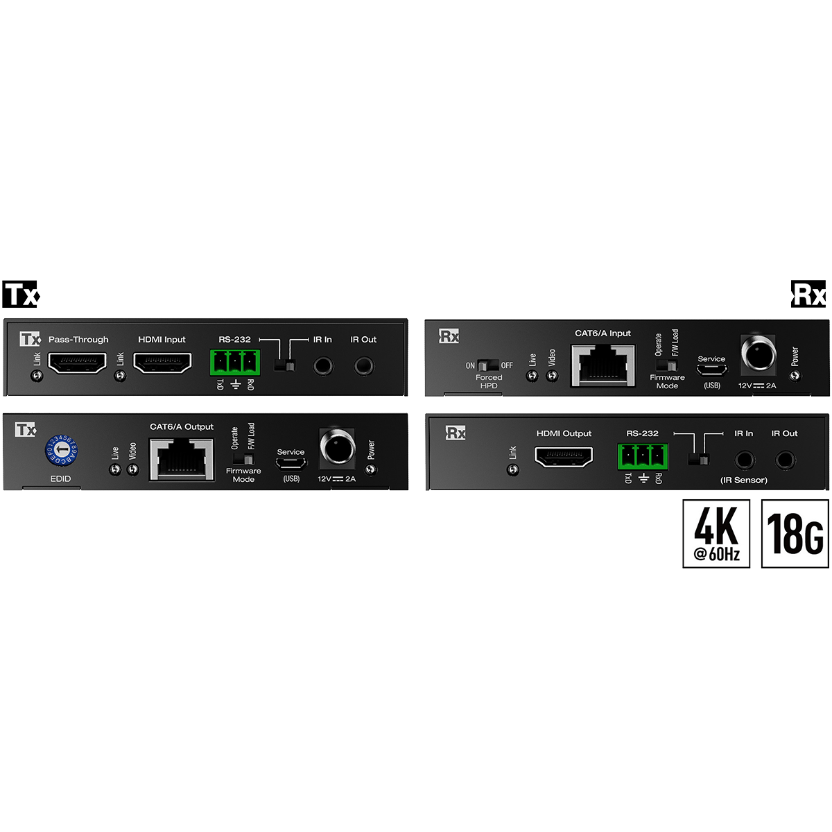 4K-18G HDMI over 70m-230ft Cat Kit, HDMI PassThru, IR, RS232