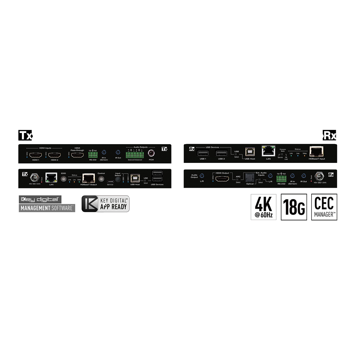 4K-18G Extender Kit (HDMI, USB, IR, RS232) to 328ft-100m