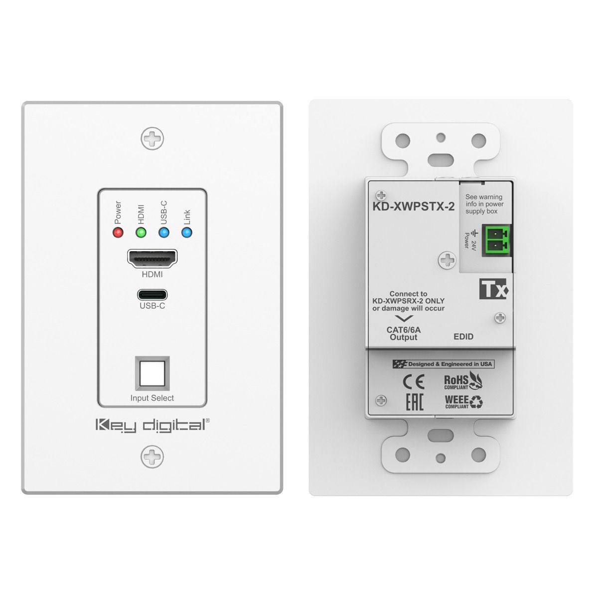 Single Gang HDMI-USB-C over 164ft Auto-Switch Wallplate -v2