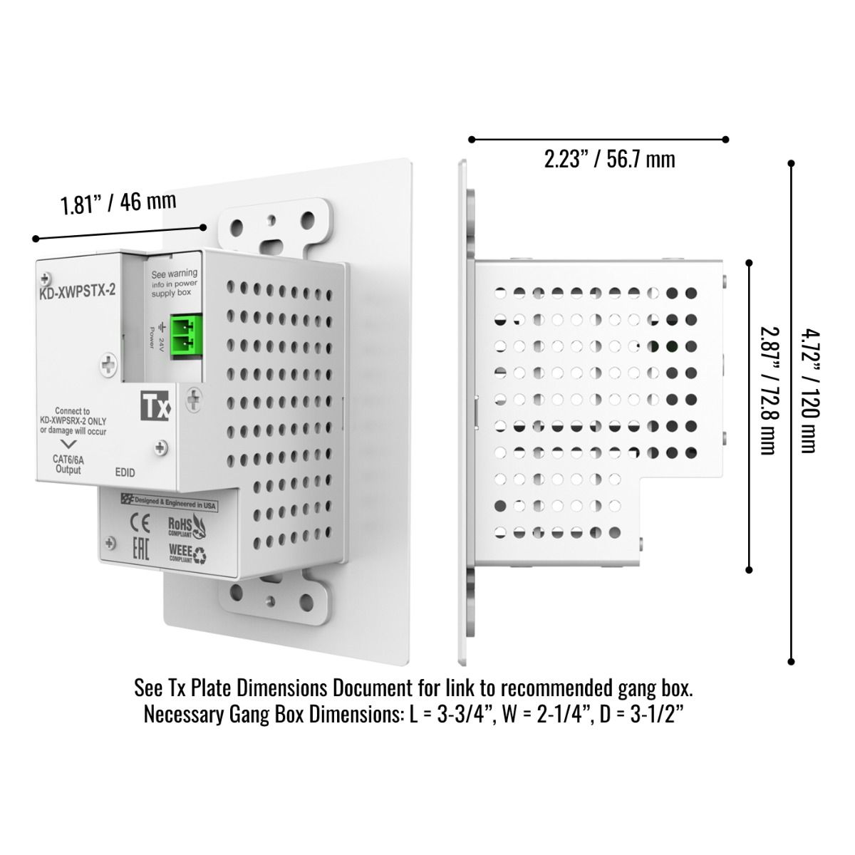 Single Gang HDMI-USB-C over 164ft Auto-Switch Wallplate -v2