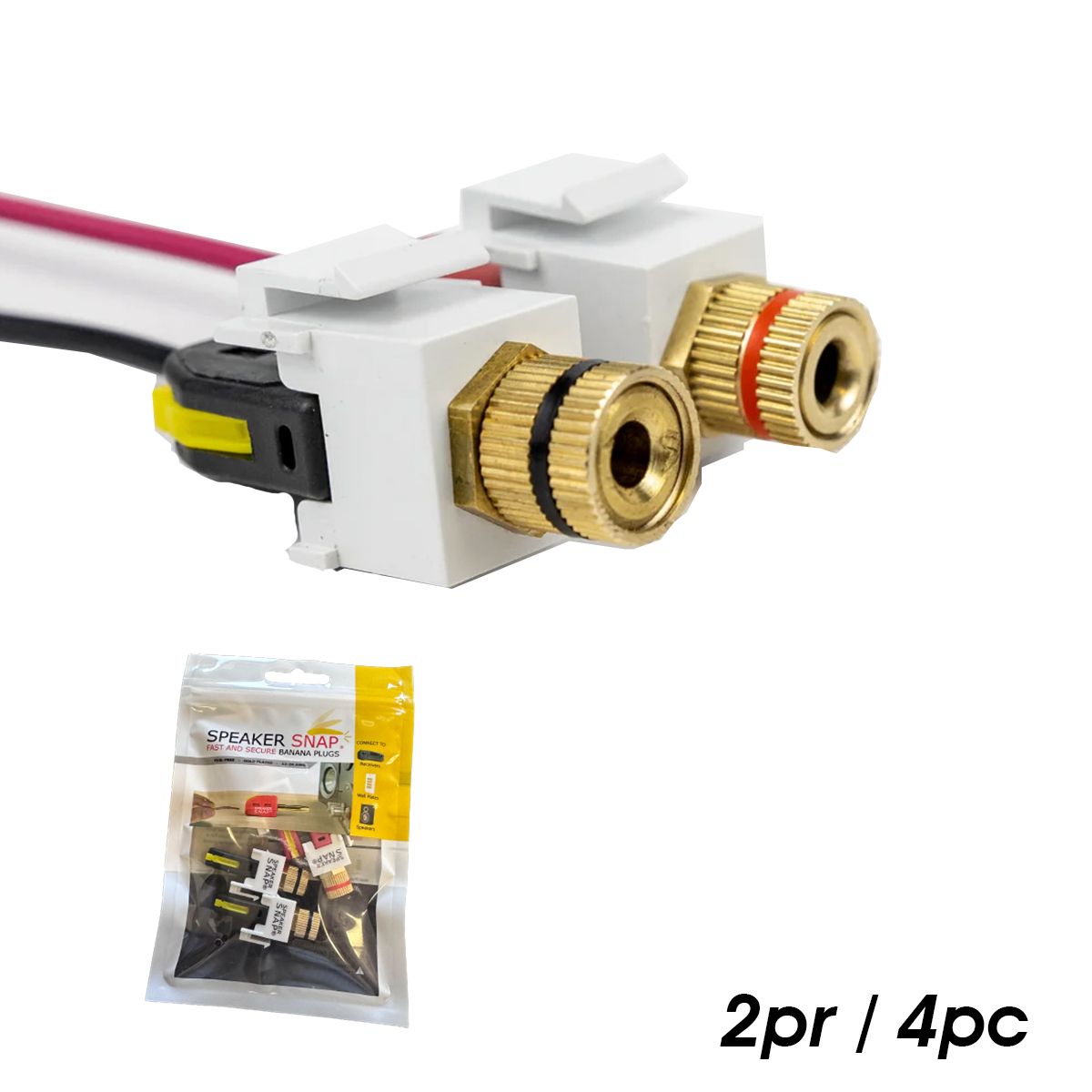 Keystone Insert Binding Posts, Toolless White 2 Pr / 4 Pc
