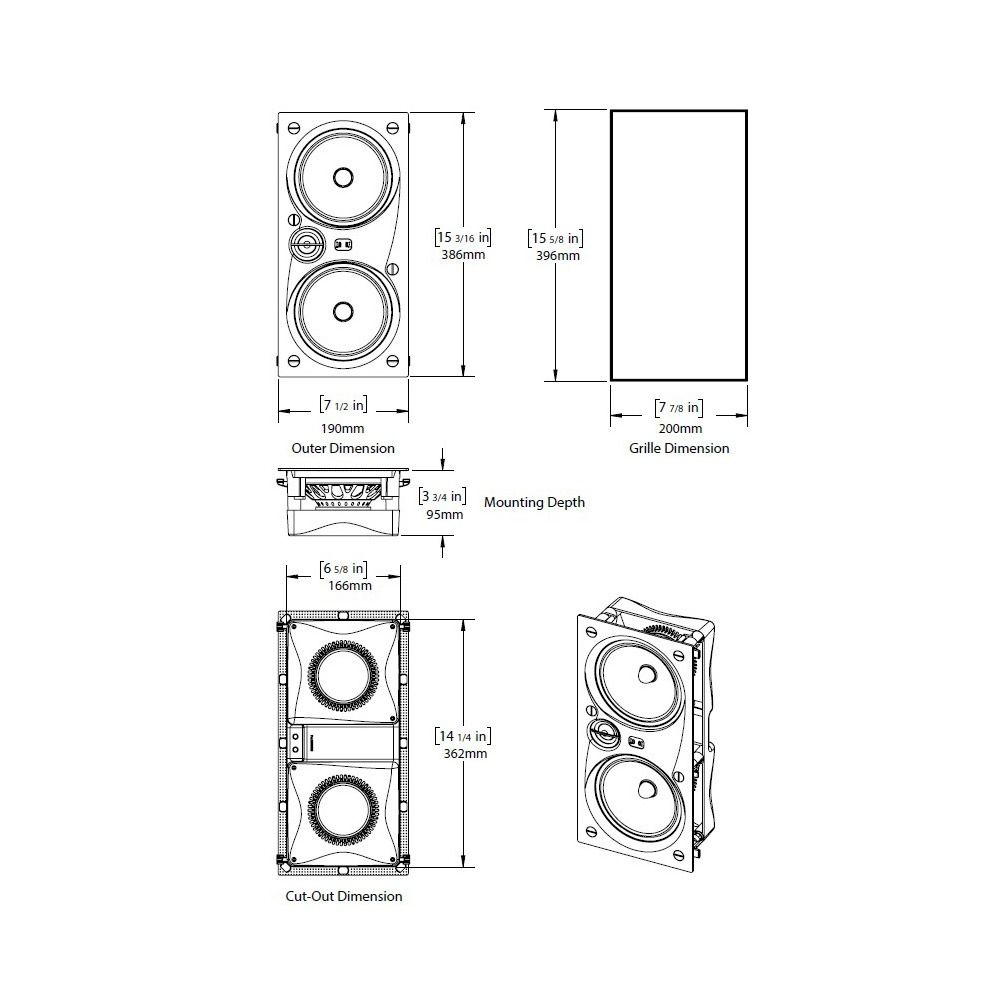 Composer Theater Dual 6.5in KV In-Wall LCR Spkr Silk DPSD Tw