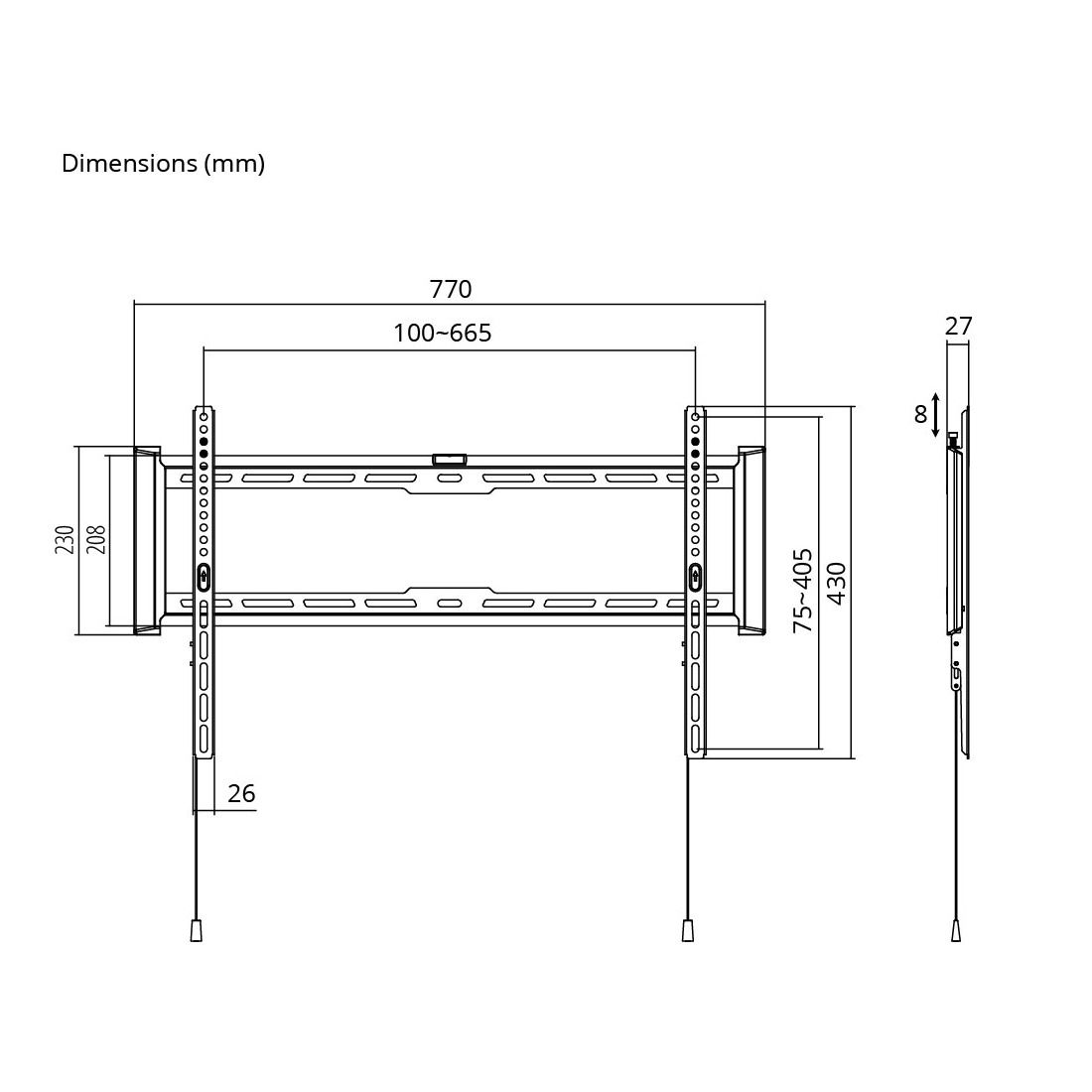 Fixed TV wall mount for 37-80in with micro-adjustment