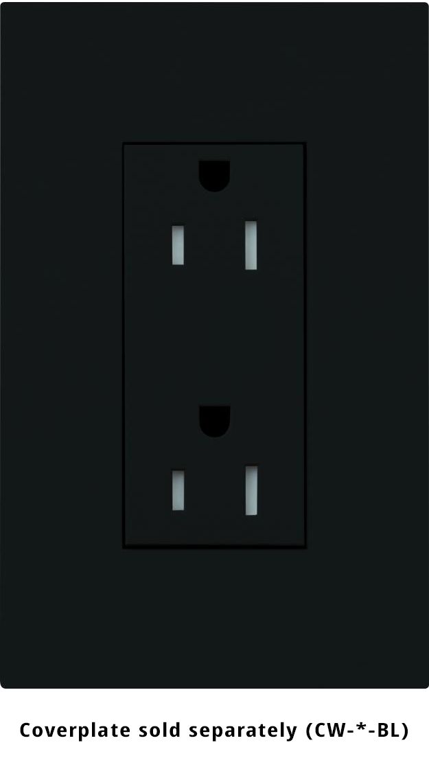 15A NEW ARCH - TAMPER RESISTANT RECEPTACLE -NO PLATE- BLACK