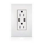 15A NEW ARCH - TMP RES RECEPTACLE  W-DUAL USB - SATIN CHROME