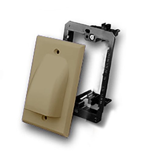 Bulk Cable Wall Plate with Mounting Bracket Kit- Ivory