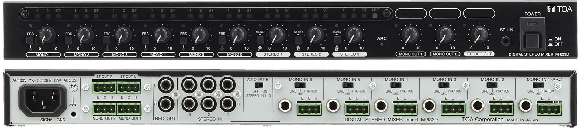 Digital mixer 1U 6 input assignable to 2 mono and 1 stereo o
