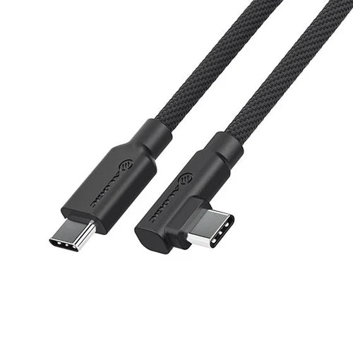 Alogic Charge & Sync USB-C to USB-C Right Angled 3ft Double Braided Extremely Strong Cable 100W Power Delivery Elements Pro - Black