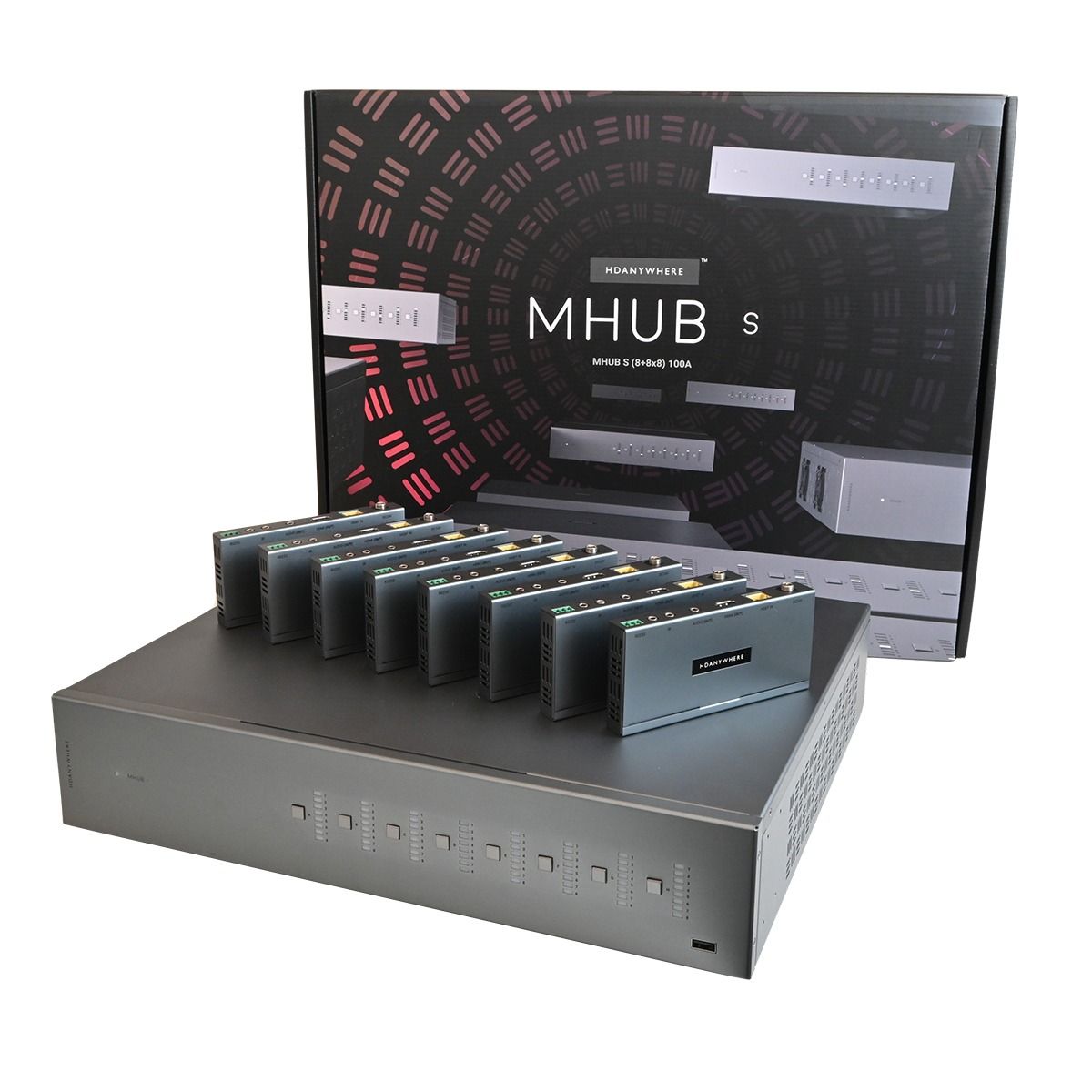 MHUB Stackable 8 Zone AV Control Hub (8 AV x 8 UTP 100M)