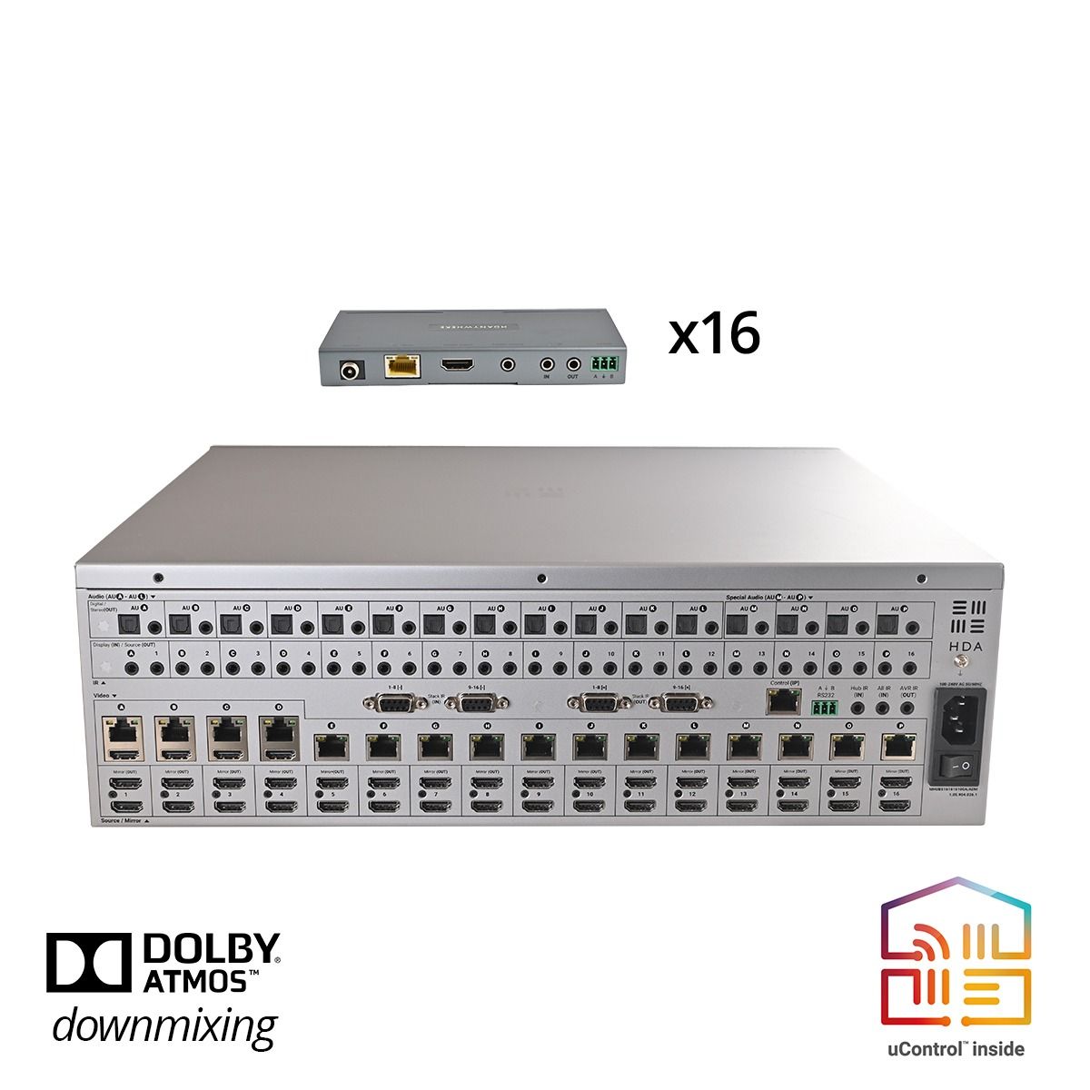 MHUB Stackable 16 Zone AV Hub (16 AVx16UTP 100M w-Downmixing