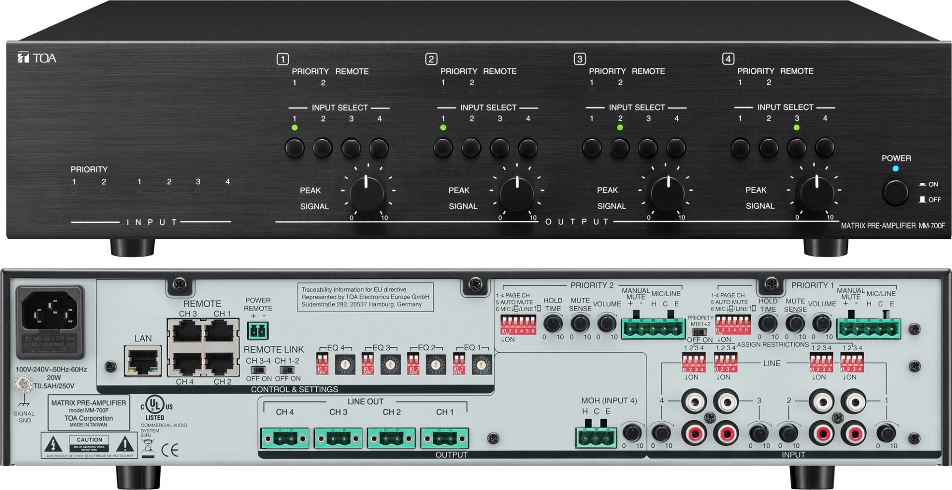 6 input Matrix Pre-Amp DSP 4 x line output