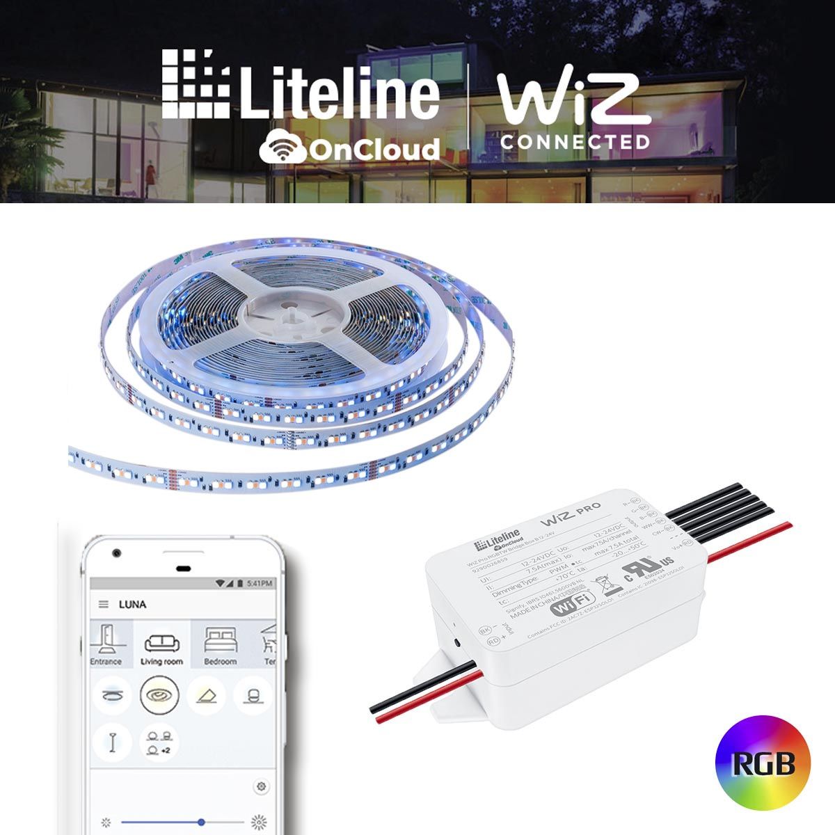 ColourTape OCKIT, RGBTW, 98W Adapt, 5M Max,19W-m Hardwire RT