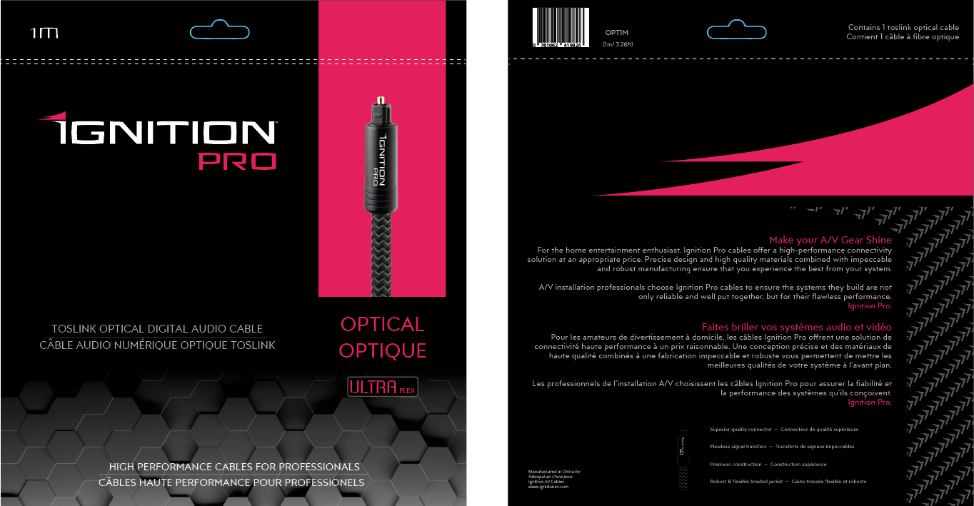 Ignition Toslink Cable 1M