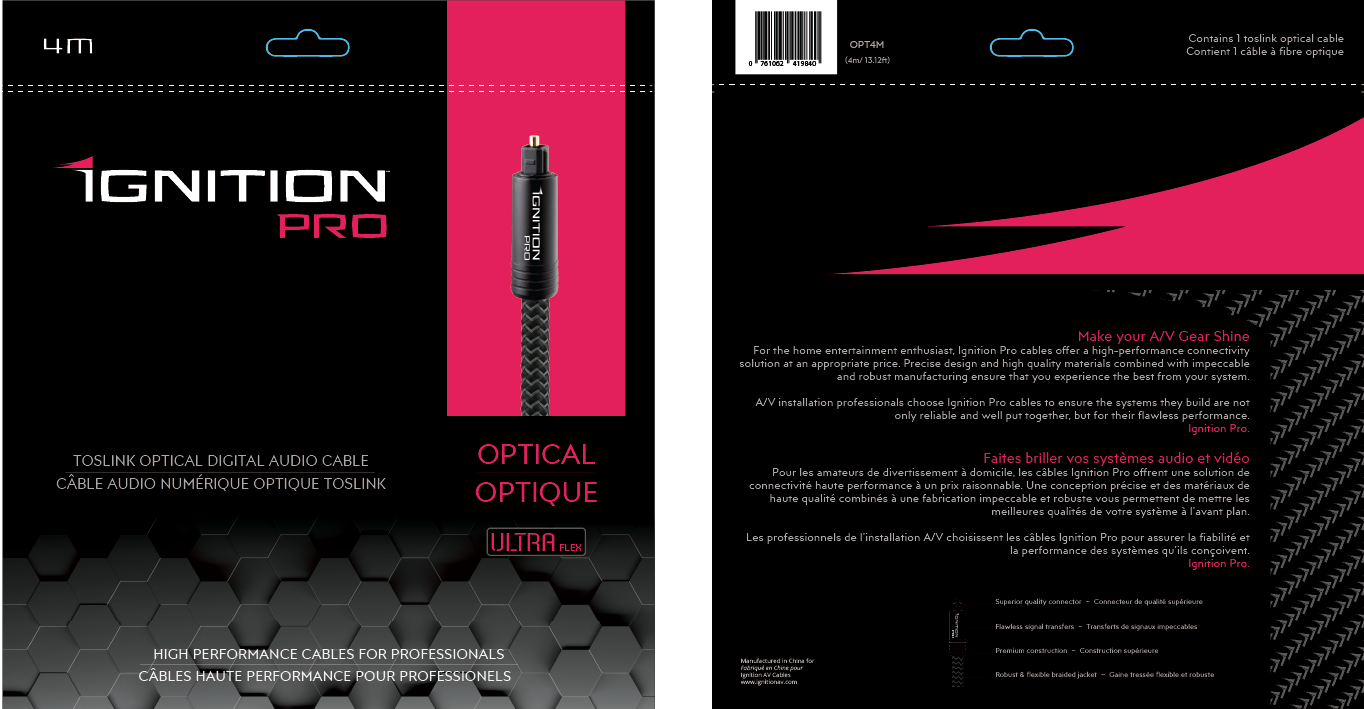 Ignition Toslink Cable 4M