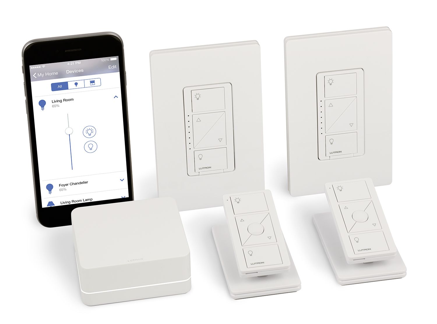 SMART BRIDGE KIT W-2X DIMMERS - 2X PICOS & 2X PED GLOSS WHIT
