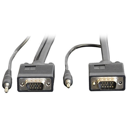 Tripp Lite P504-025 VGA High-Resolution RGB Coaxial Cable with Audio, HD15 and 3.5mm Male / Male, 25\' (7.62m)
