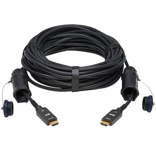 Tripp Lite P568FA-100M-WR High-Speed Armored HDMI Fiber Active Optical Cable AOC with Hooded Connectors and Reel, 4K at 60 Hz, HDR, IP68, M/M, 328\' (100m), Black