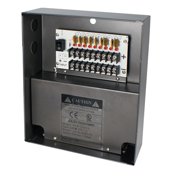 9CH @ 10A DC Camera Power Supply - UL Certified (W-12VDC-9P-