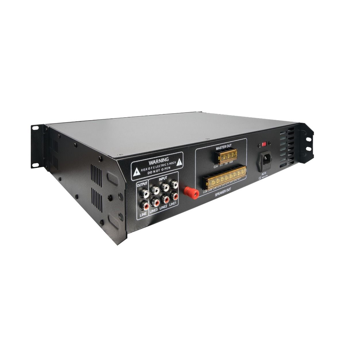 120W, 6-Ch 8Ohm/ 70v100v Commercial Amplifier w-Mic, BT & FM