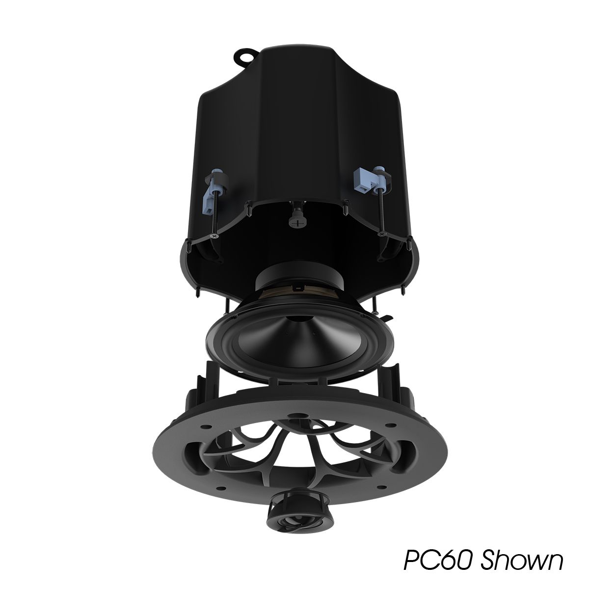 In-Ceiling 5.25in 70v/100v Spkr Kit PC50 w- Tile Bridge, BLK