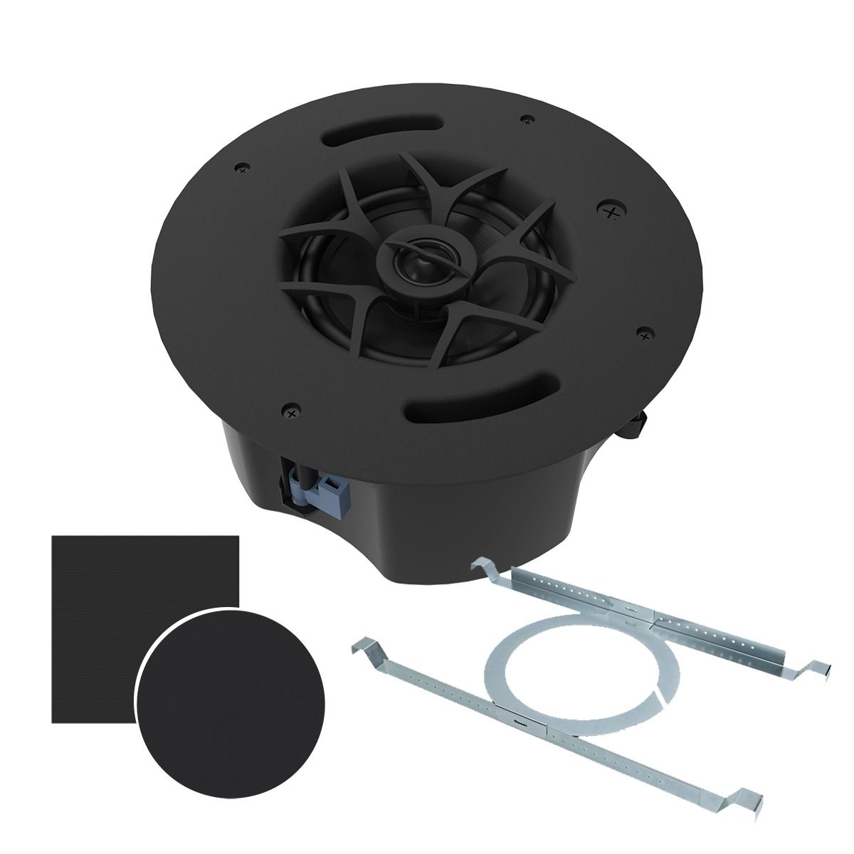 70v 6.5in Slim In-Ceiling, Black Grills & TB80 Tile Bridge