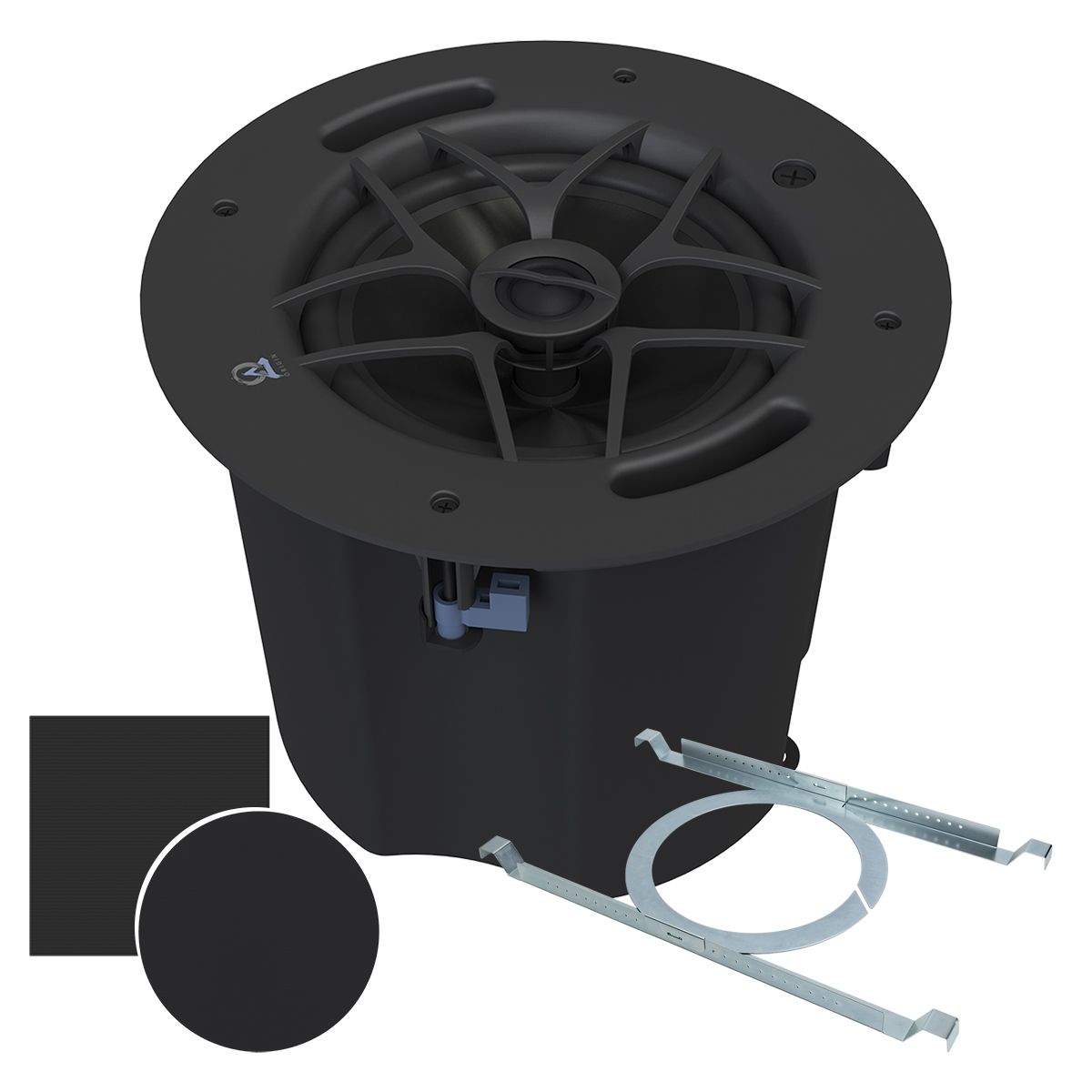 In-Ceiling 8in 70v/100v Spkr Kit PC80 w- Tile Bridge, BLK