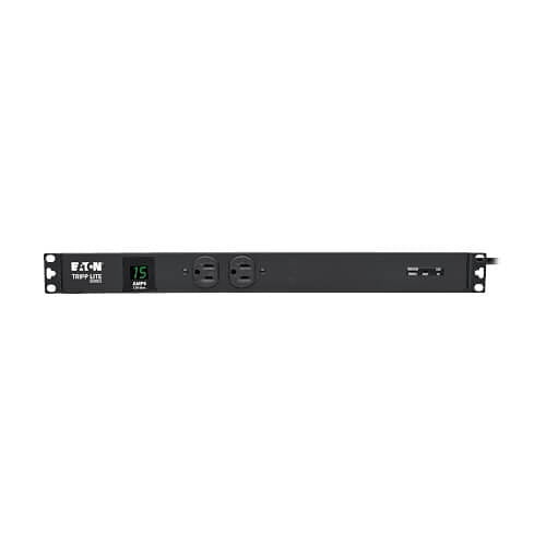 Eaton Tripp Lite PDUMH15-ISO 1.5kW Single-Phase Local Metered PDU + ISOBAR Surge Suppression, 3840 Joules, 100-127V Outlets (14 5-15R), 5-15P, 15\' (4.57m) Cord, 1U Rack-Mount