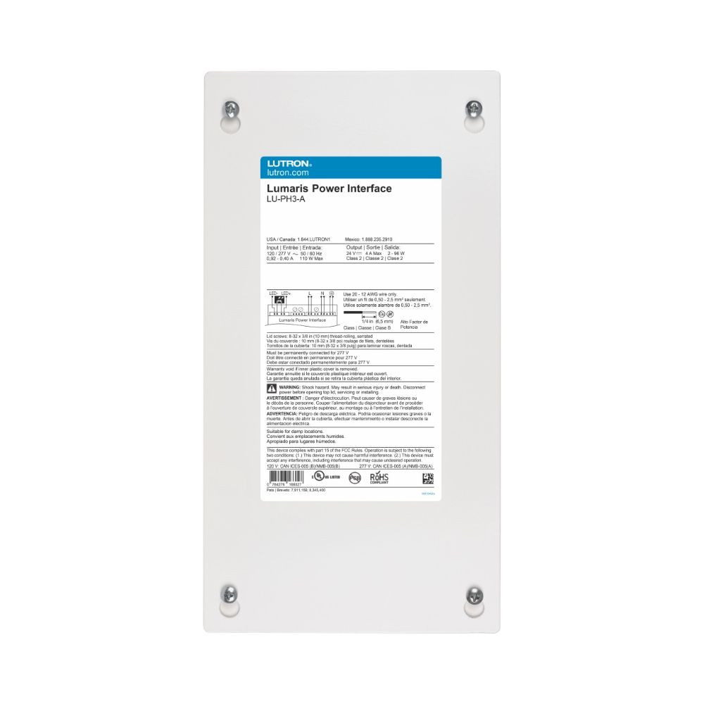 LUMARIS HARD WIRE POWER INTERFACE: Wht & RGB+ Wht Compatible