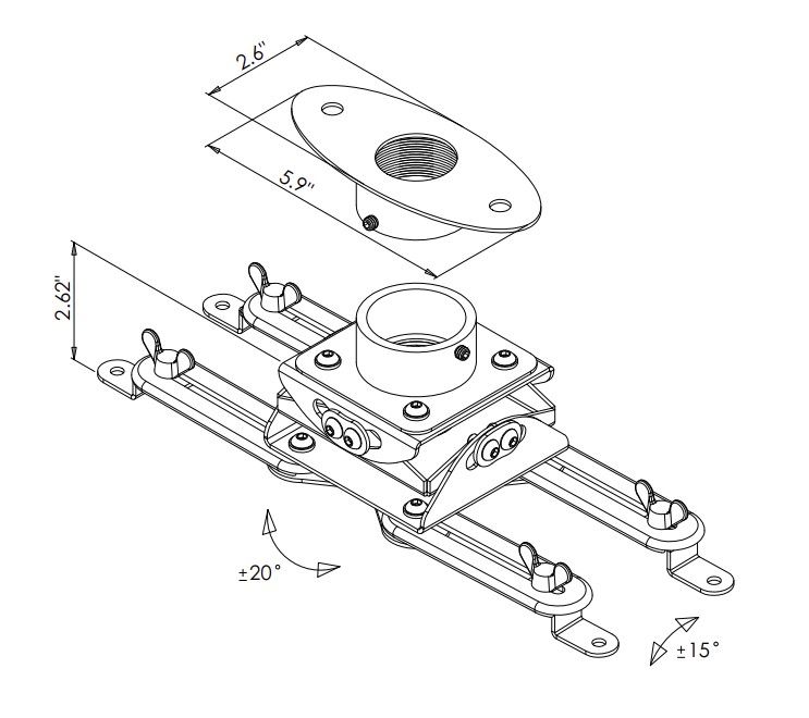 LOW PROFILE NO MAST PROJO MOUNT - BLK