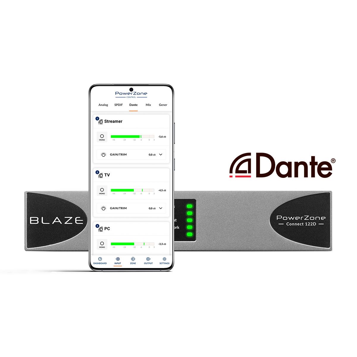 PowerZone Connect -Dante- 14 in 125W 8Ohm-70v 2ch IP Amp