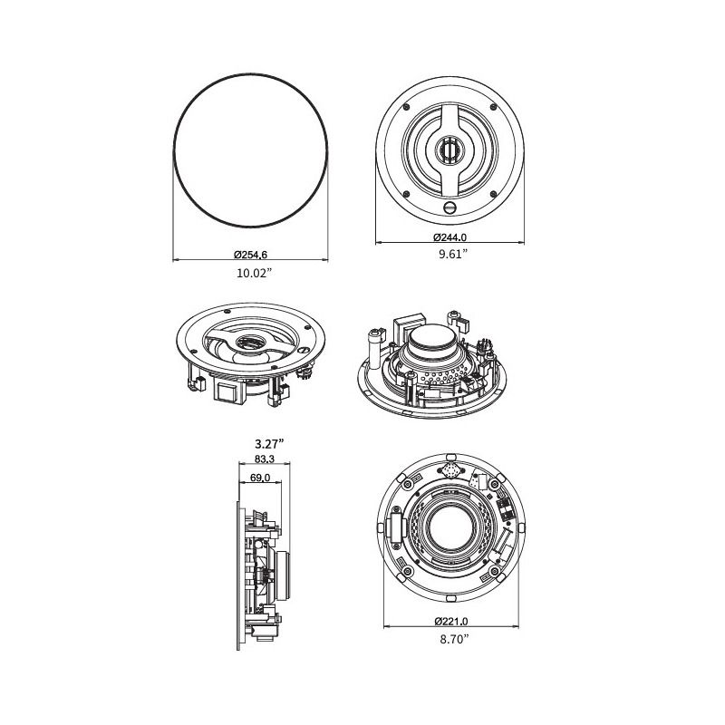 Producer Pro 6.5in In-Ceiling Speaker, 8Ohm/70v (8pc/4pr)