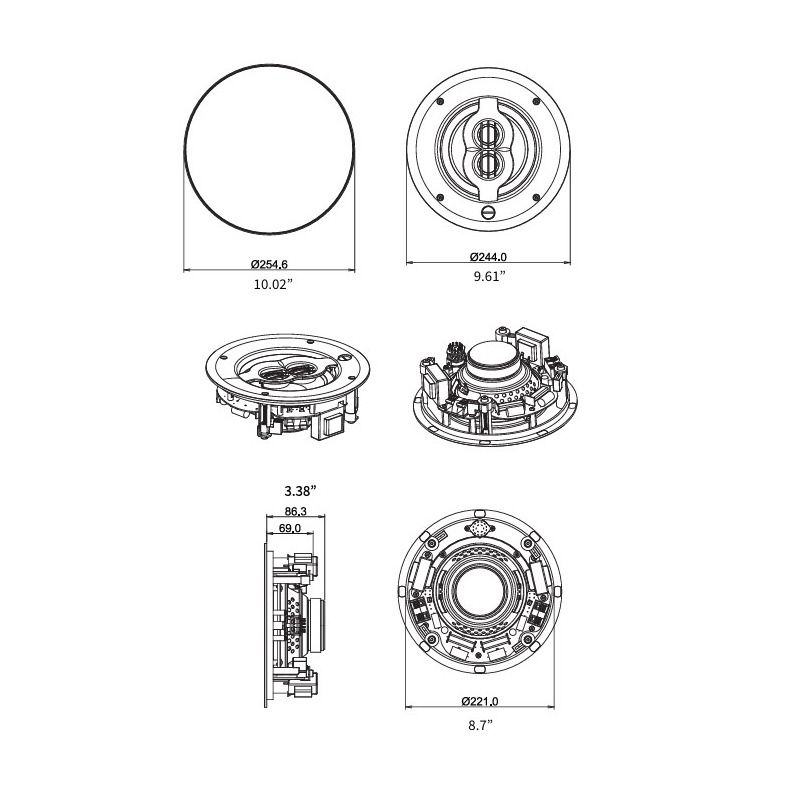 Producer Pro 6.5in In-Ceiling Dual Tweeter Speaker, 8Ohm/70v