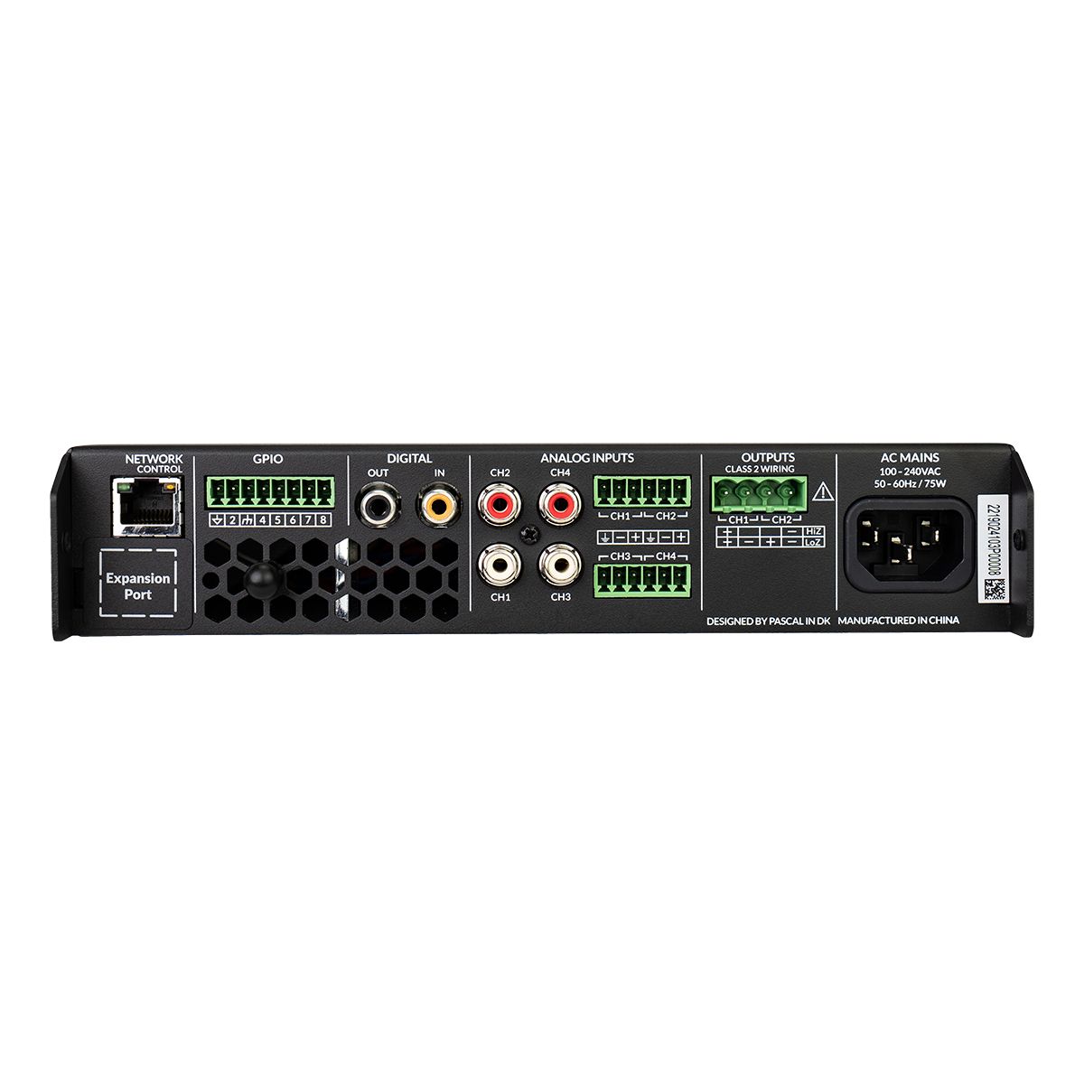 125w Dante IP Amplifier -2ch @ 8ohm or 1ch @ 70v/100v, 1U-HR