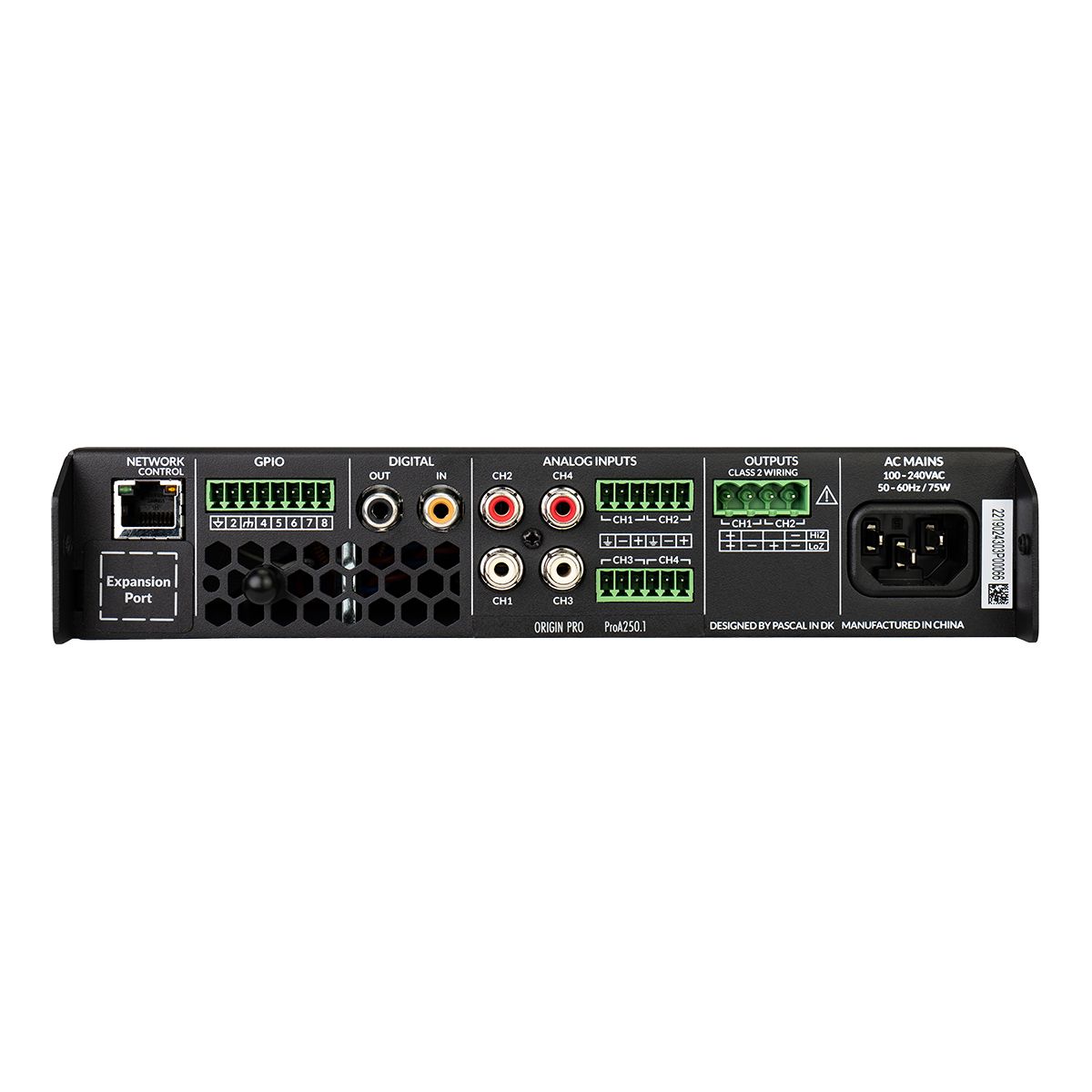 250w Dante IP Amplifier -2ch @ 8ohm or 1ch @ 70v/100v, 1U-HR