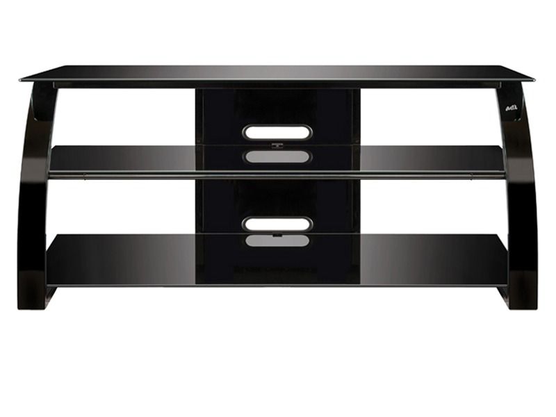 BellO Black Lacquer 3 shelf open AV Cabinet