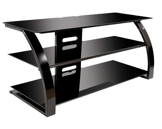 BellO Black Lacquer 3 shelf open AV Cabinet