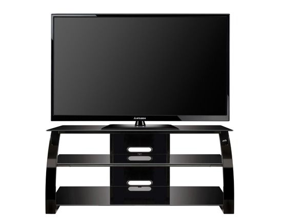 BellO Black Lacquer 3 shelf open AV Cabinet