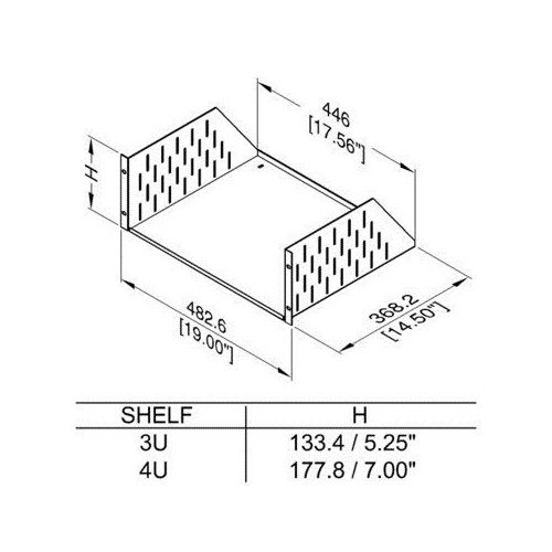 4 UTILITY RACK VENTILATED SHELF 14.5 in