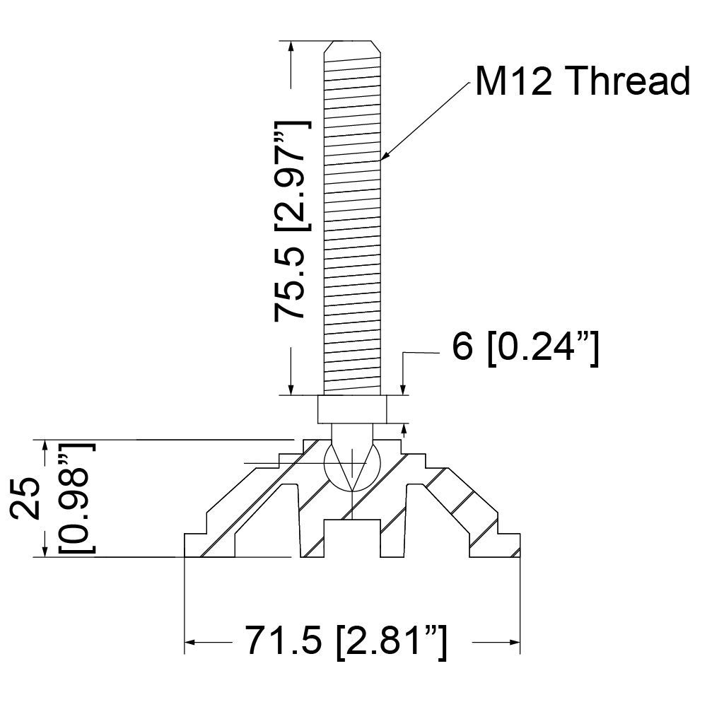 Set of 4 Adjuster Feet with M12 thread