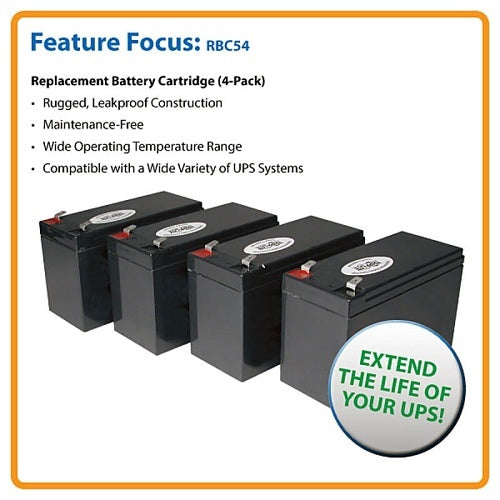 Eaton Tripp Lite RBC54 UPS Replacement Battery Cartridge Kit for Select UPS Systems, 12V Batteries