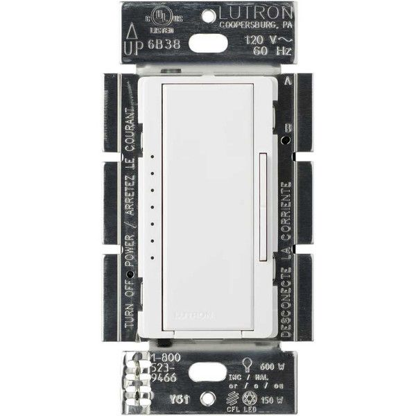 RA2 DIMMER, PRO LED+, ALL LOADS, BOTH PHASES - GLOSS WHITE